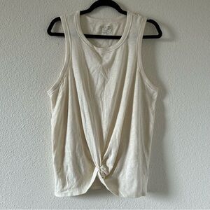 Time and Tru Women’s Twist Front Tank XXL Light Cream Casual Stretchy Summer